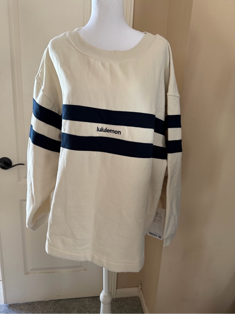 lululemon athletica Cream Long-Sleeve pullover Stripe Top